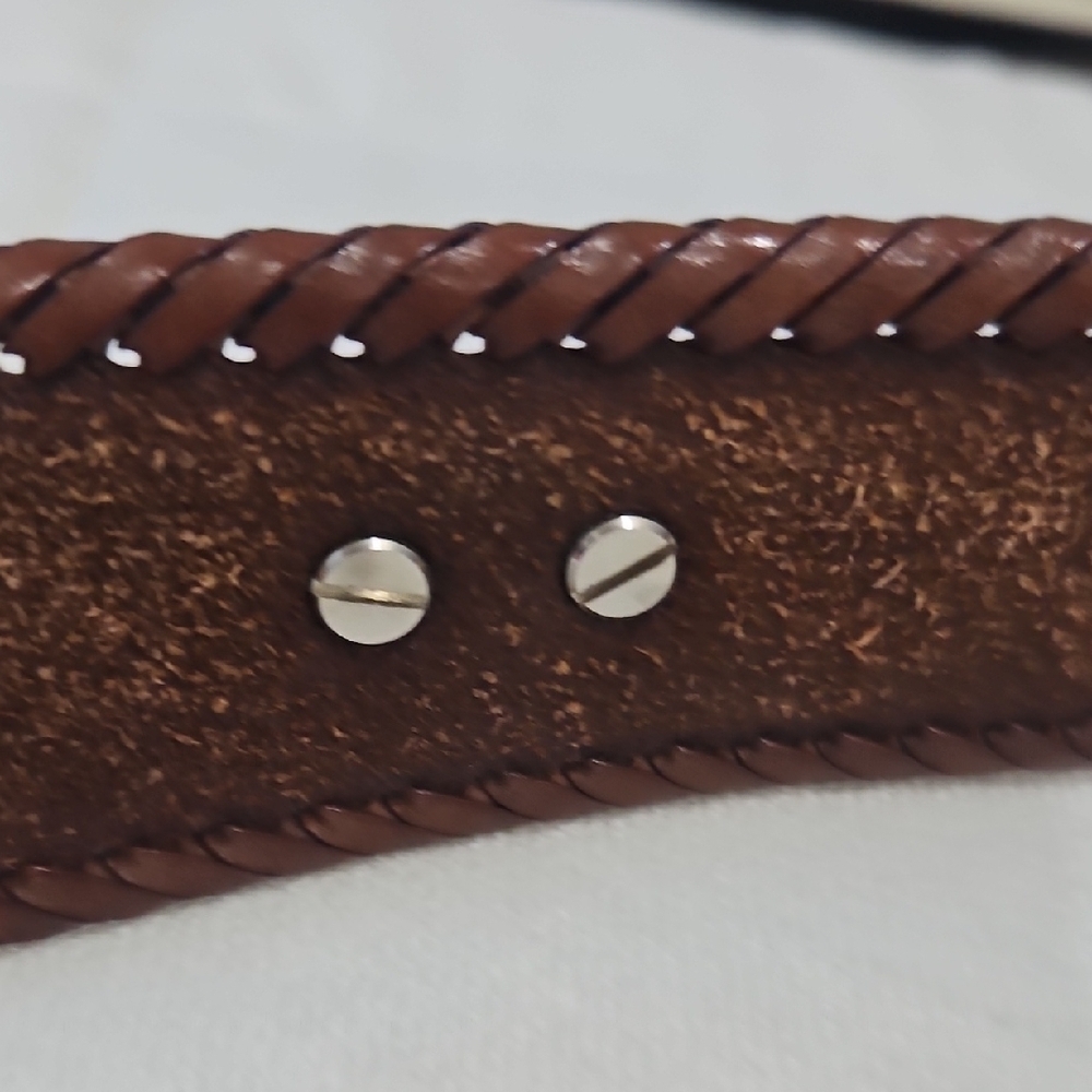 Brown Leather Belt with Intricate Tooling - Picture 4 of 11